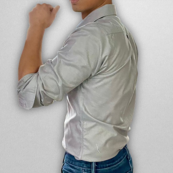 Silver/Gray Button Down Dress Shirt - Picture 2 of 5